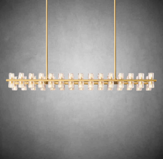 Wine-Glass Rectangular Island Chandelier 54" Over Kitchen Table