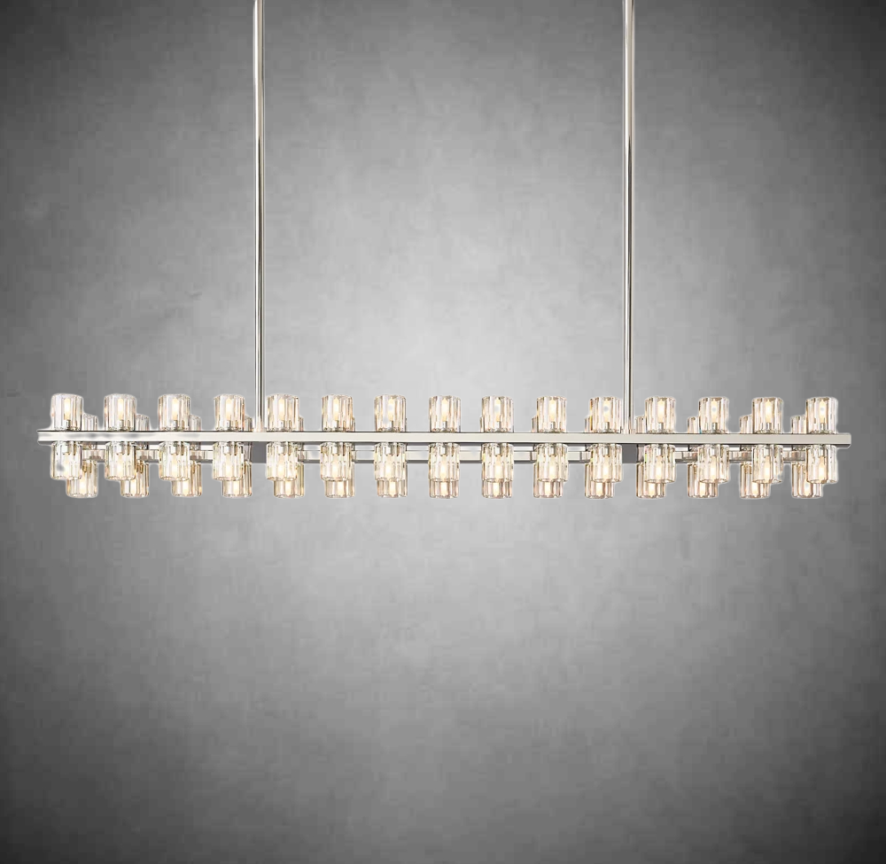 Wine-Glass Rectangular Island Chandelier 54" Over Kitchen Table