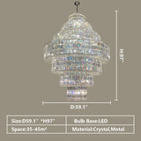 Chandelier Multi Tiered Round Big Bright Flash Light Fixture for Living Room/ Duplex/ Staircase/ Entryway