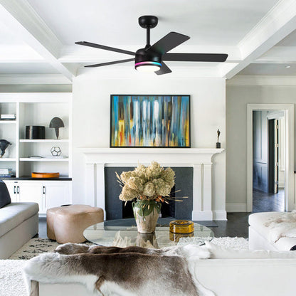 RGB Modern Black Ceiling Fan Light