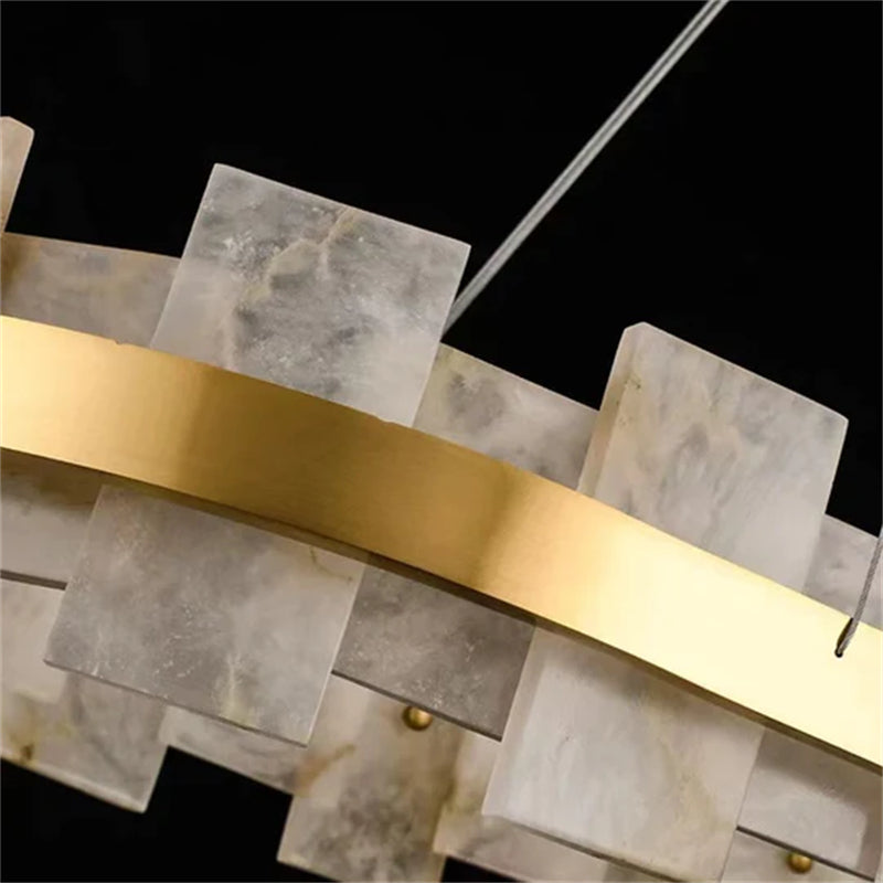 Denise Anita Modern Round Alabaster Chandelier For Living Room