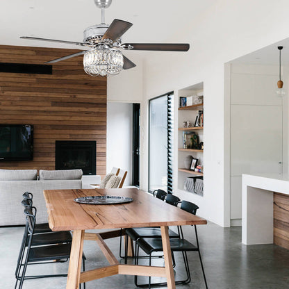 Farmhouse Crystal Ceiling Fan Light