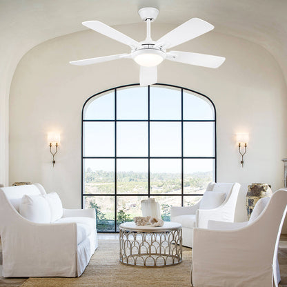 Modern Ceiling Fans with Lights 6 Speeds Reversible Dual Finish Wooden Blades 52"