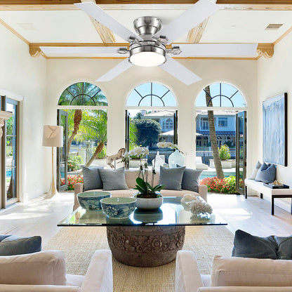 Modern Flush Mount Fans Light Ceiling Fans with Lights Black Low Profile Ceiling Fans 52“