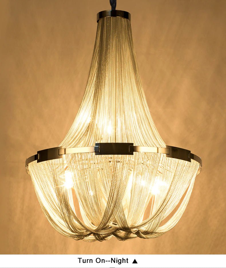 Deniselamp® Silver Chain Chandelier Creative Round Design Loft Chandelier