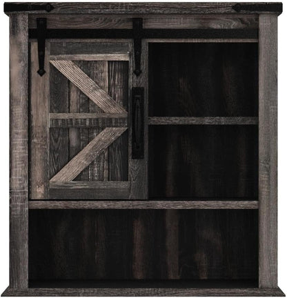 OKD Farmhouse Bathroom Wall Cabinet with Sliding Barn Door