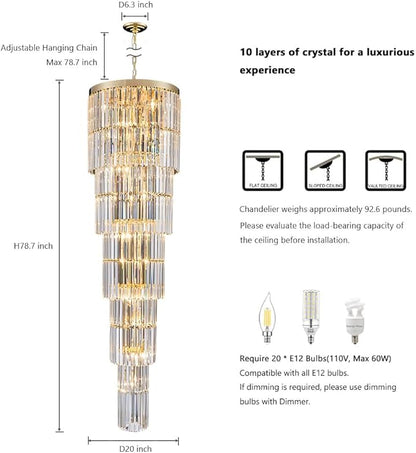 Luxury Modern Long Staircase K9 Chandeliers