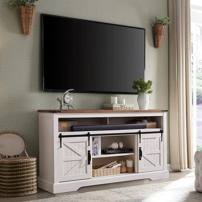 Farmhouse Entertainment Center for 65 Inch TV Stand with Barn Door