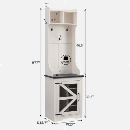 JXQTLINGMU Farmhouse Hall Tree with Shoe Storage Bench & 5 Hooks