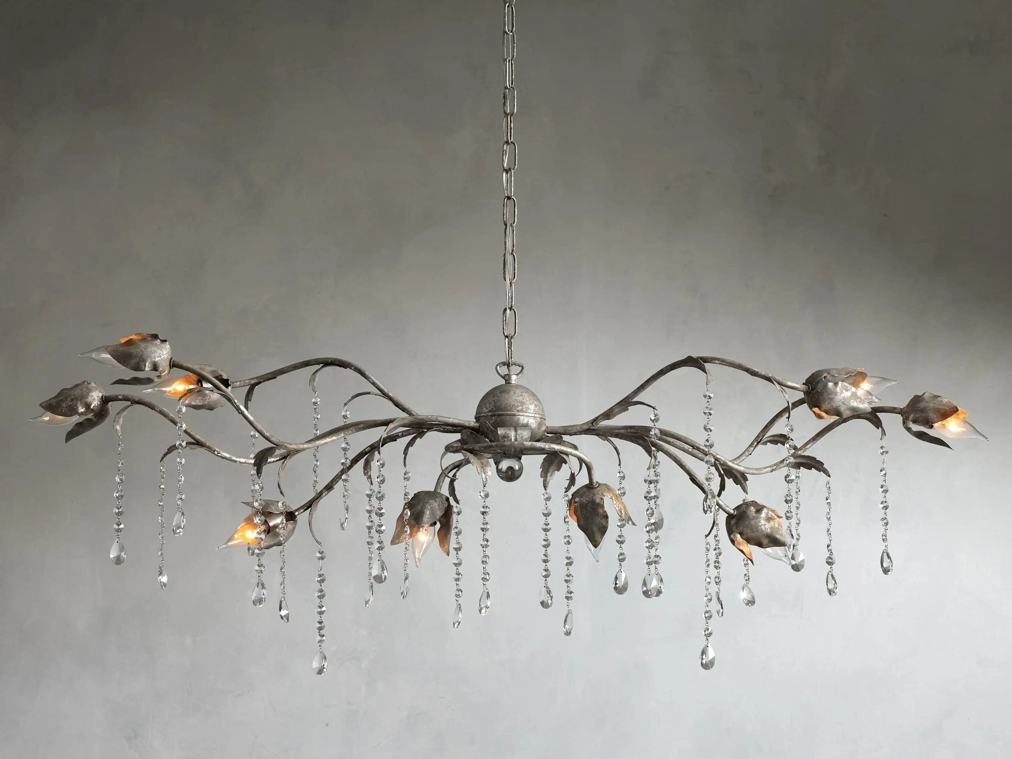 Gothic Viticcio Rectangular Chandelier  52" - Silver