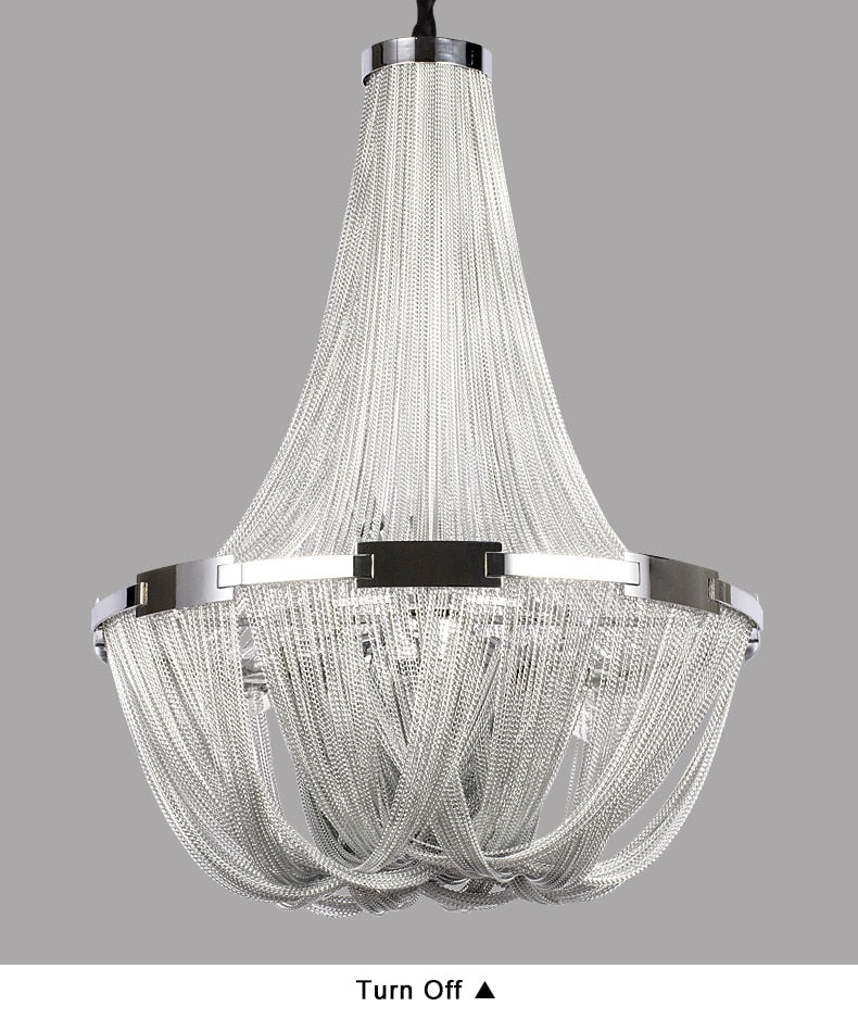 Deniselamp® Silver Chain Chandelier Creative Round Design Loft Chandelier