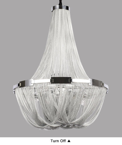 Deniselamp® Silver Chain Chandelier Creative Round Design Loft Chandelier