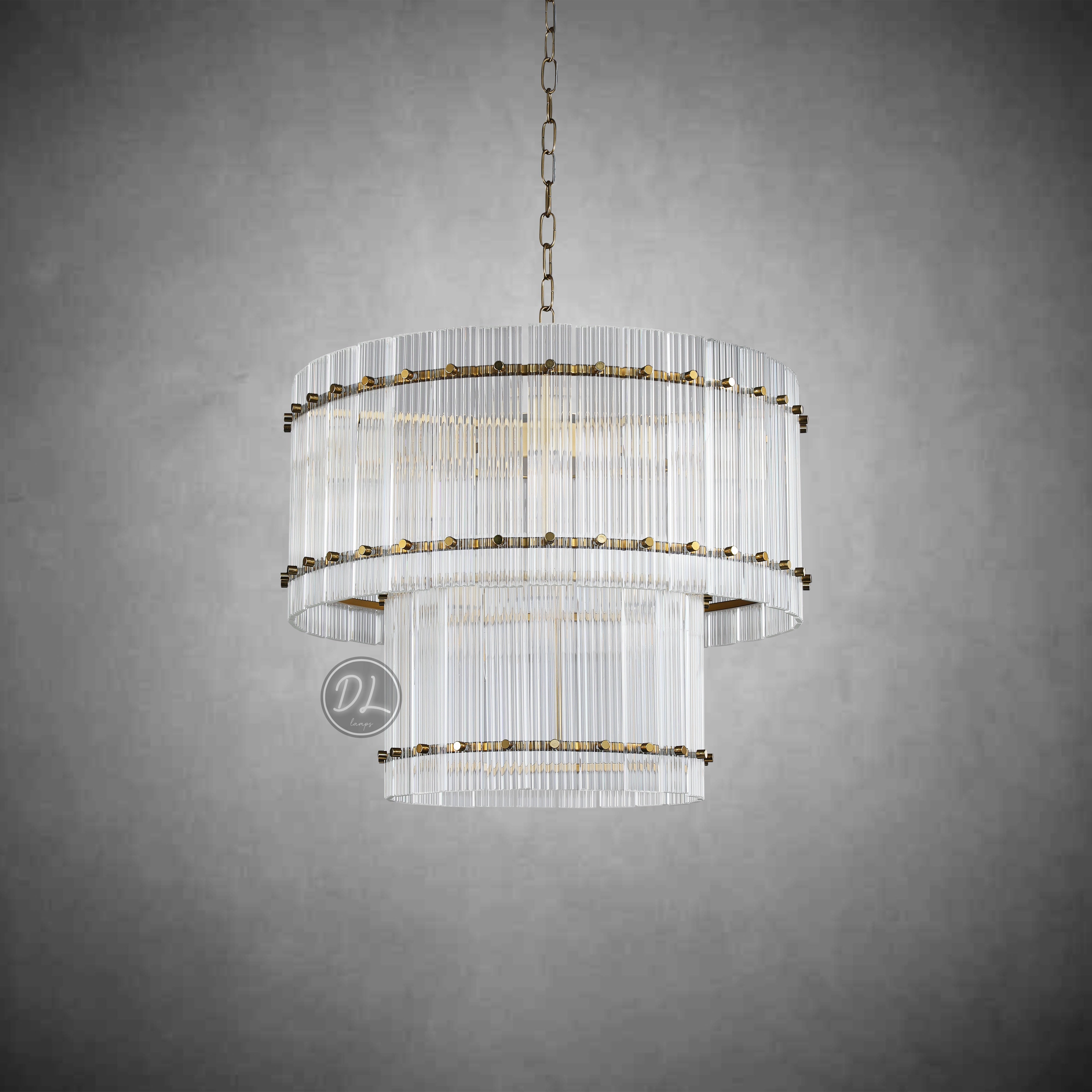 Golden Tea 2-Tier Round Glass Chandelier 22"