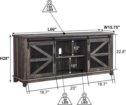 OKD Farmhouse TV Stand for 75 Inch TV, Rustic Oak