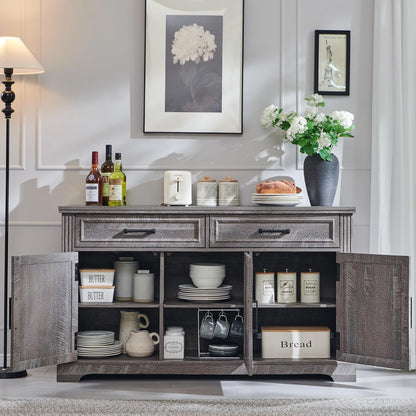 Modern 55-Inch Dark Grey Buffet, Coffee, and Wine Bar Cabinet