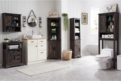 OKD Farmhouse Bathroom Wall Cabinet with Sliding Barn Door