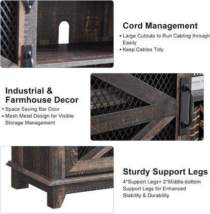 OKD Farmhouse TV Stand for 75 Inch TV, Rustic Oak