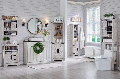 Farmhouse Bathroom Storage Cabinet with Adjustable Shelves and Drawer
