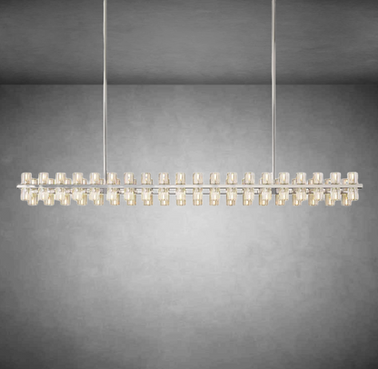 Wine-Glass Rectangular Modern Chandelier 72" Over Dining Table