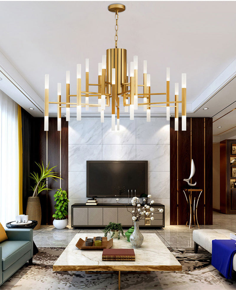 Deniselamp® Gold/Black Postmodern LED Chandelier For Living Room, Lobby, Restaurant