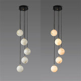 Roden Alabaster Global Pendant Chandelier For Staircase, Spiral Global Pendant