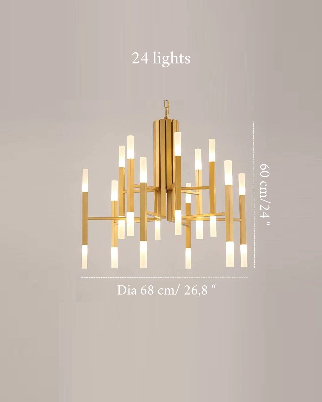 Deniselamp® Gold/Black Postmodern LED Chandelier For Living Room, Lobby, Restaurant 24 lights - Dia68.1xH60.0cm / Dia26.8xH23.6" / Warm light / Gold