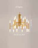 Deniselamp® Gold/Black Postmodern LED Chandelier For Living Room, Lobby, Restaurant 24 lights - Dia68.1xH60.0cm / Dia26.8xH23.6" / Warm light / Gold