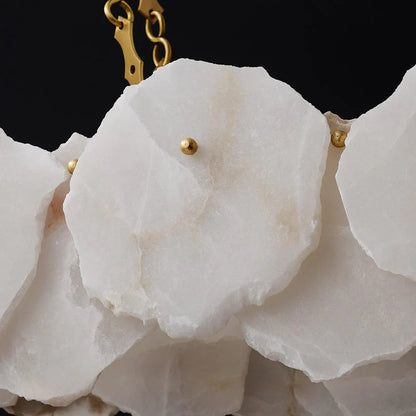 Noah Alabaster Modern Snowflake Linear Chandelier with Chain