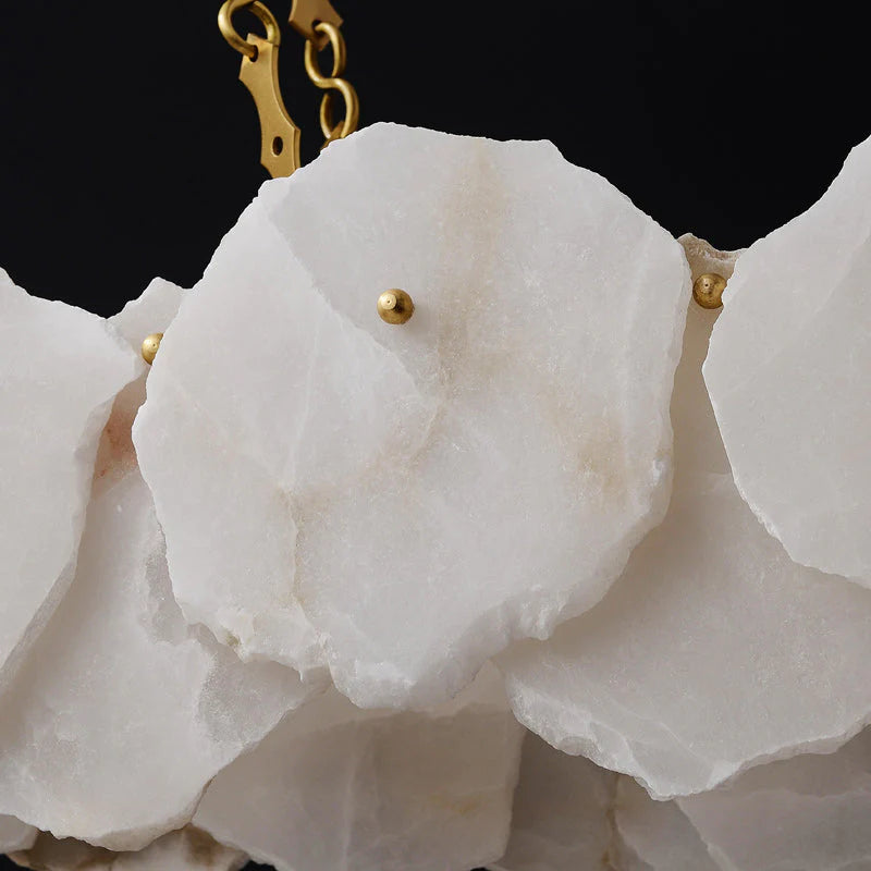 Noah Alabaster Modern Snowflake Linear Chandelier with Chain