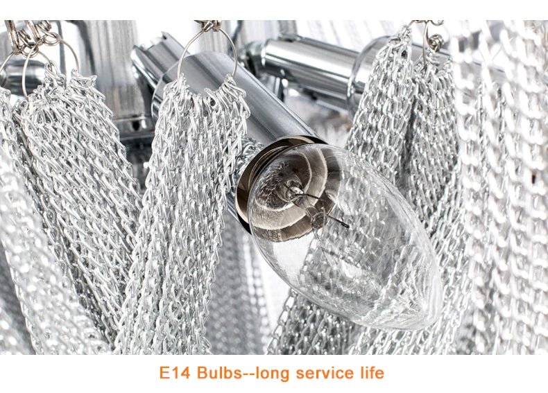 Deniselamp® Silver Chain Chandelier Creative Round Design Loft Chandelier