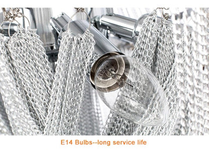 Deniselamp® Silver Chain Chandelier Creative Round Design Loft Chandelier