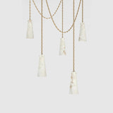 Contemporary Lucca Chandelier 202A-5 in Alabaster, 5-Light Vintage Alabaster Pendant Cluster