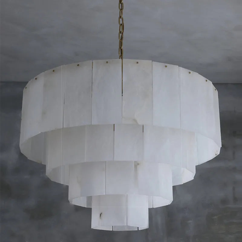 Classic Marble Multi-Layer Round Chandelier 31"