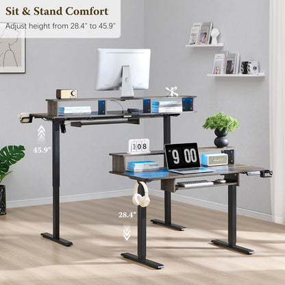 OKD 48" Electric Standing Desk with Keyboard Tray and Outlets