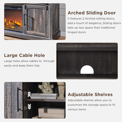 OKD Farmhouse Fireplace TV Stand for 70+ Inch TV