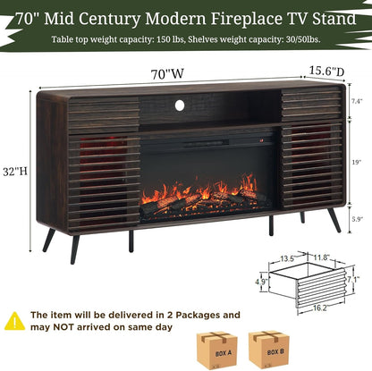 RedLemon Mid Century Modern Fireplace TV Stand for 80 Inch TV