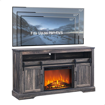OKD Farmhouse Fireplace TV Stand for 70+ Inch TV