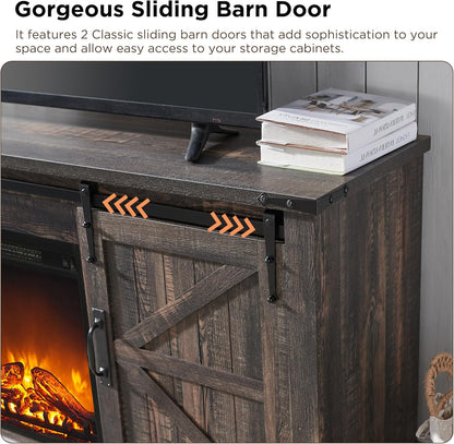 OKD Farmhouse TV Stand with Fireplace for TVs Up To 65 Inch