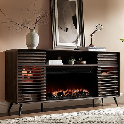 RedLemon Mid Century Modern Fireplace TV Stand for 80 Inch TV