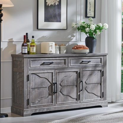 Modern 55-Inch Dark Grey Buffet, Coffee, and Wine Bar Cabinet