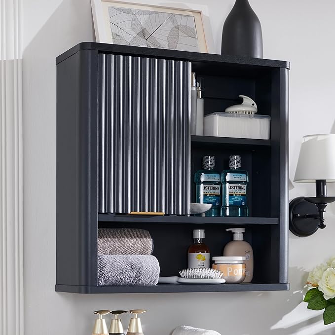 RedLemon Bathroom Wall Cabinet with Fluted Door and Adjustable Shelf