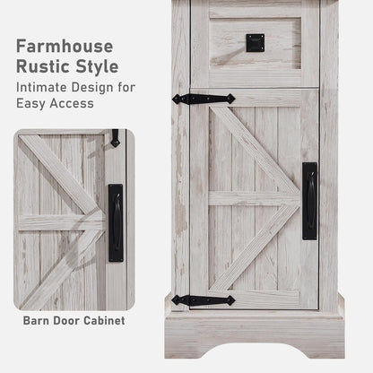 Farmhouse Bathroom Storage Cabinet with Adjustable Shelves and Drawer