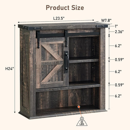 OKD Farmhouse Bathroom Wall Cabinet with Sliding Barn Door