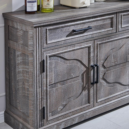 Modern 55-Inch Dark Grey Buffet, Coffee, and Wine Bar Cabinet
