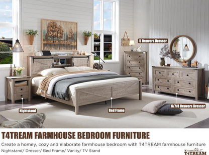 Rustic Farmhouse 6-Drawer Wood Dresser | Bedroom Storage Organizer