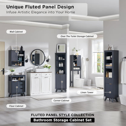 RedLemon Bathroom Wall Cabinet with Fluted Door and Adjustable Shelf
