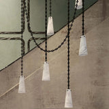 Contemporary Lucca Chandelier 202A-5 in Alabaster, 5-Light Vintage Alabaster Pendant Cluster