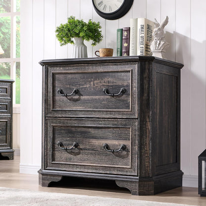 T4TREAM Rustic Oak 2-Drawer File Cabinet with Extended Desktop