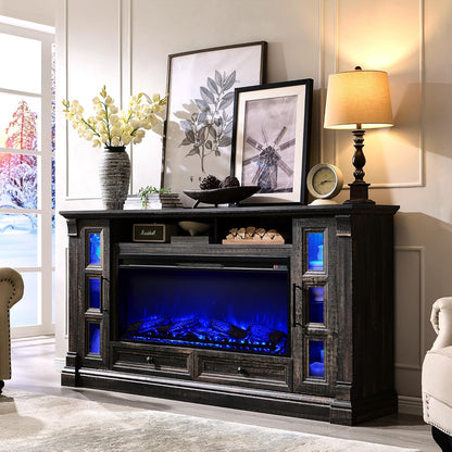 Rustic Farmhouse Fireplace TV Stand - Fits Up to 80 Inch TV