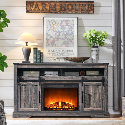 OKD Farmhouse Fireplace TV Stand for 70+ Inch TV